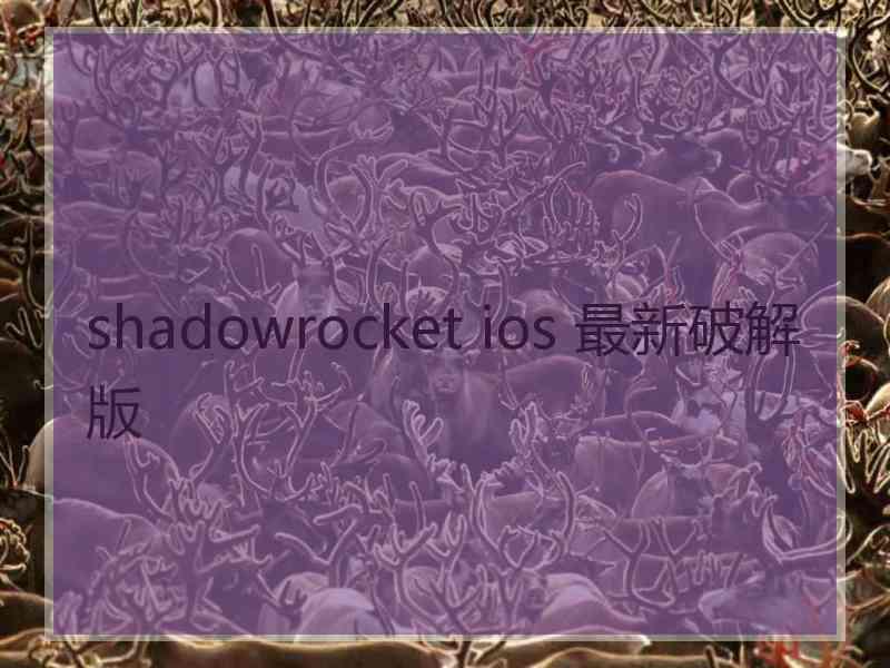 shadowrocket ios 最新破解版