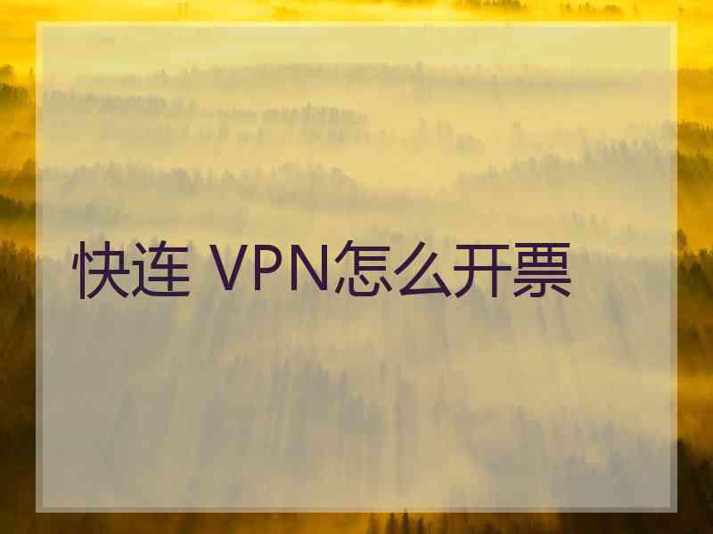 快连 VPN怎么开票