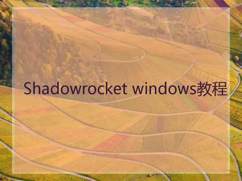 Shadowrocket windows教程