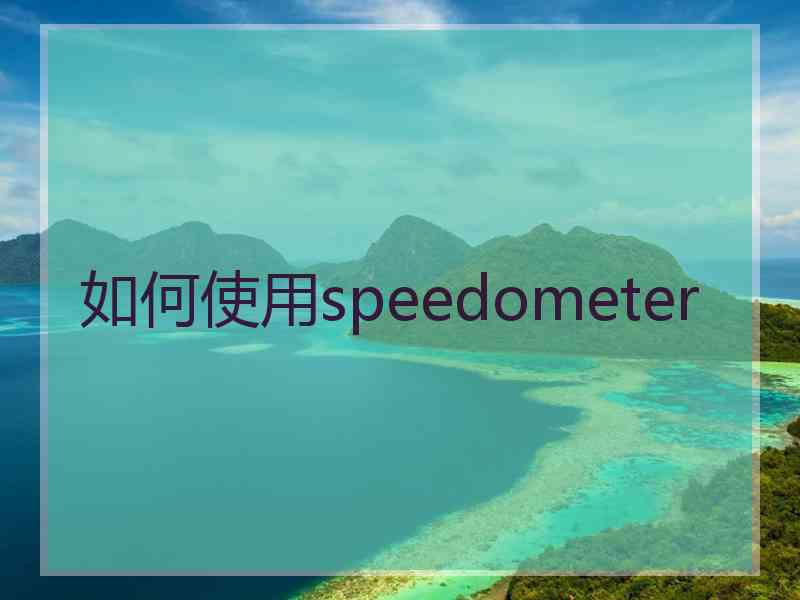 如何使用speedometer